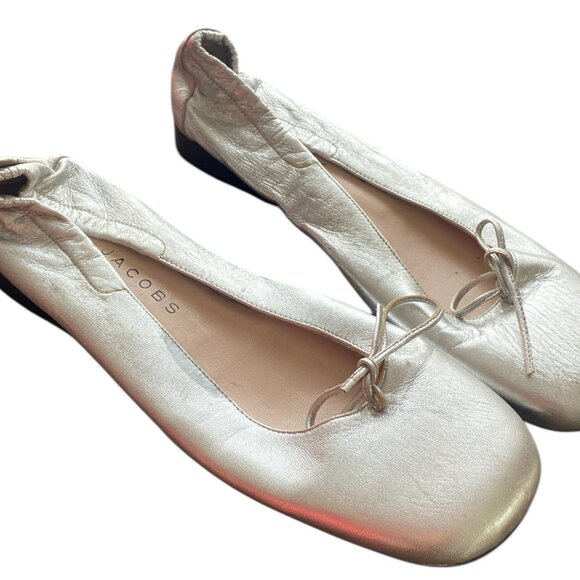 Marc Jacobs Look Ballet Flats Silver Leather Size - 38 - Metallic Leather Ballet - Picture 8 of 13